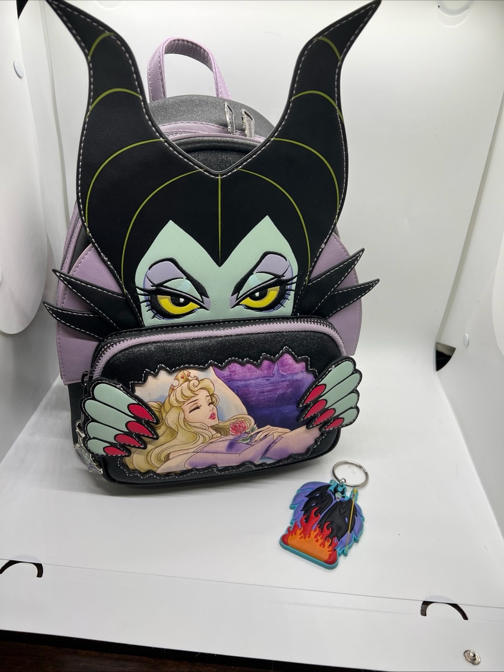 Mint Condition Maleficent Loungefly Mini Backpack With Matching  Disney Keychain